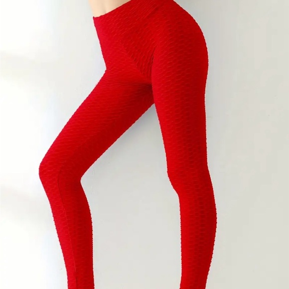 Set of 2 Honeycomb Leggings High Waist Yoga Pants Butt Lifting Activewear - Picture 3 of 5